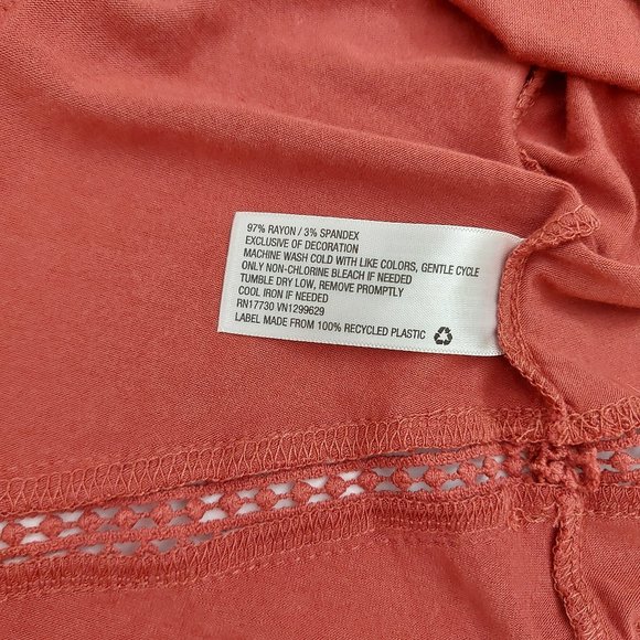 Knox Rose Top Blouse Womens Small Rust Sleeveless Embroidered Bohemian - Picture 9 of 9